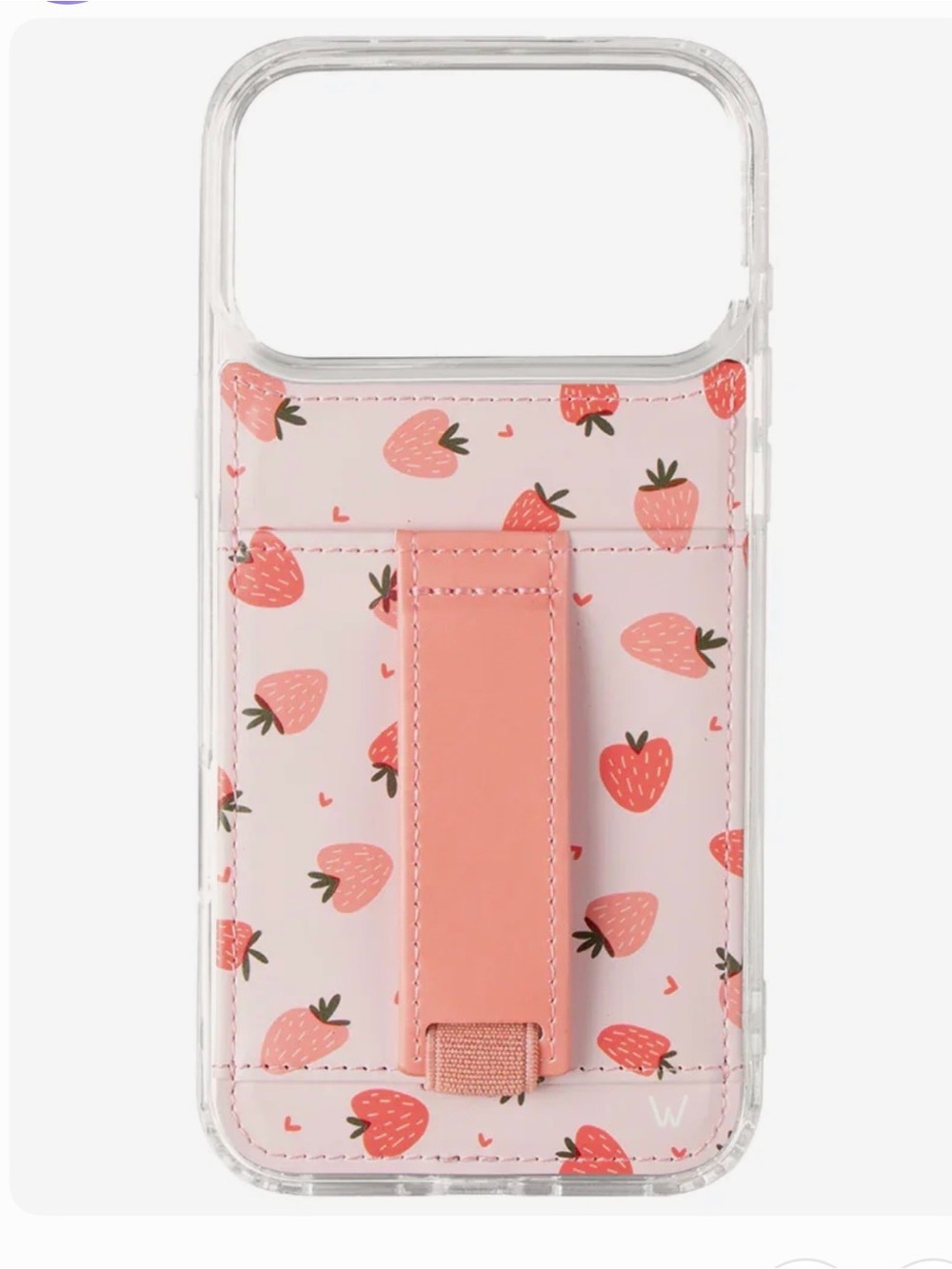 Wallis Pink Strawberry Print Card Strap Phone Case